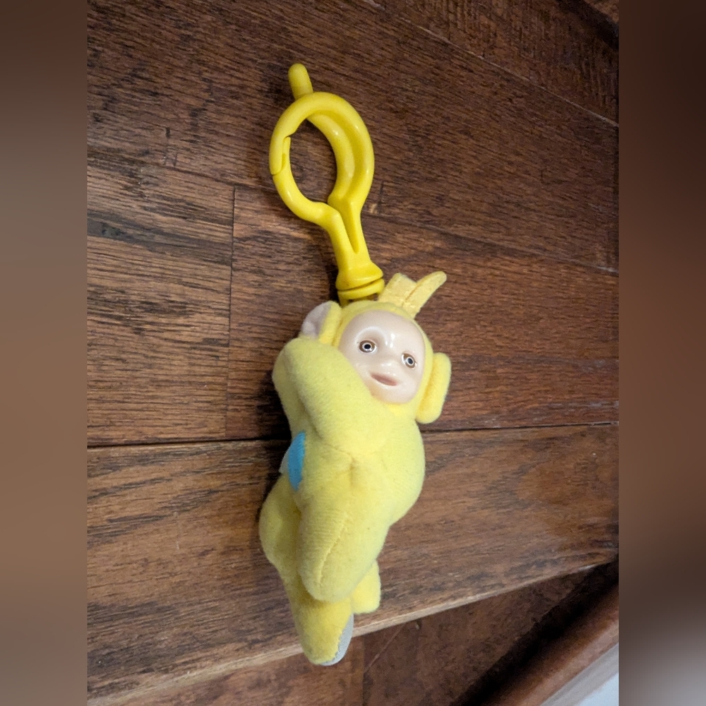 vintage Teletubbies Keychain Backpack 4” Plush Clip Laa Laa & Po Tinky Winky - Picture 7 of 13